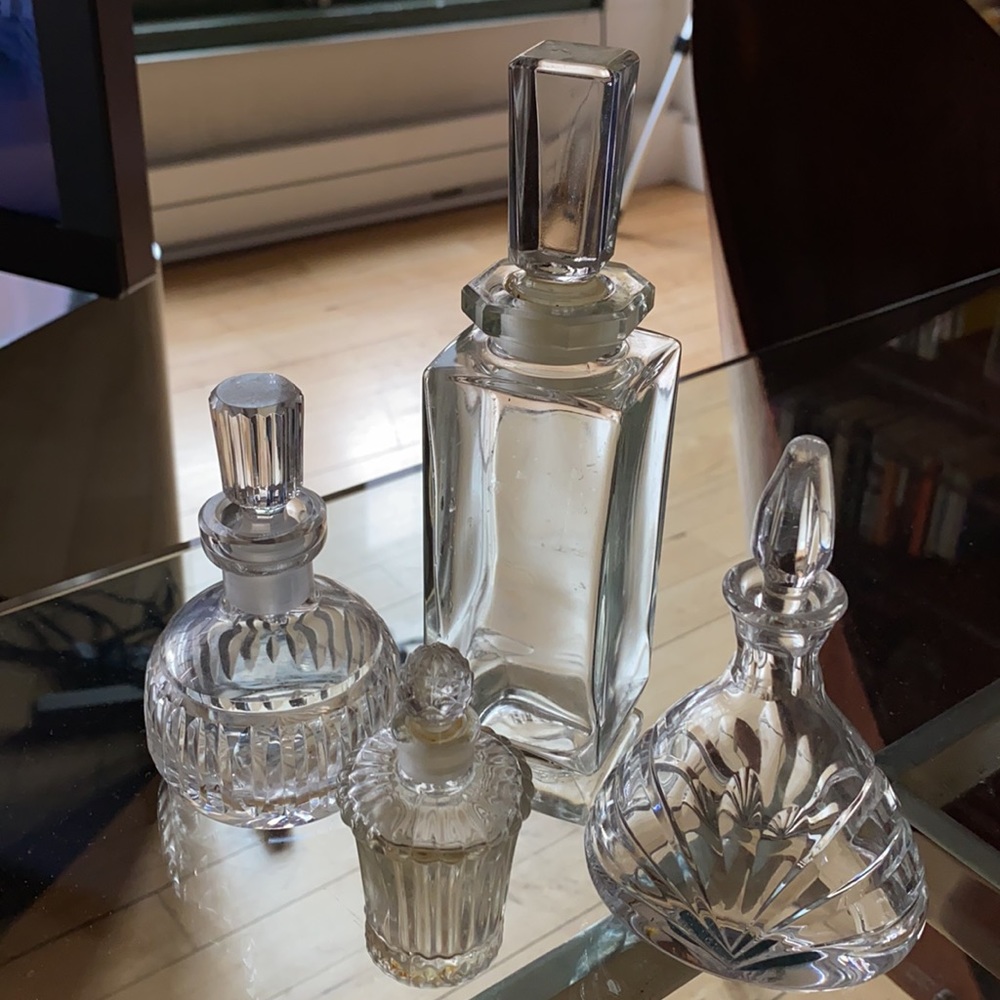 Set of 4 Antique Glass Perfume Bottles